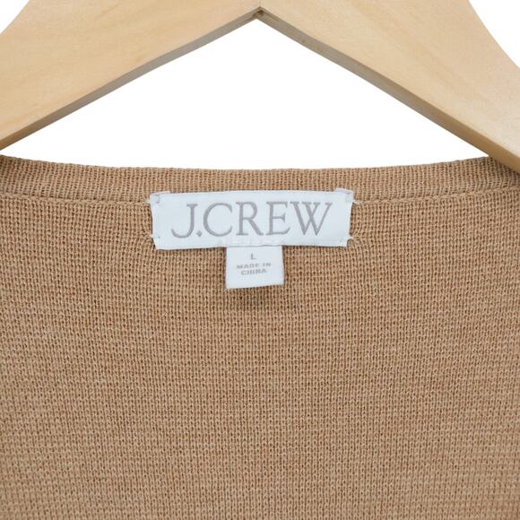 J.Crew Juliette Merino Wool Blend Collarless Sweater-Blazer In Camel Size Large - Picture 9 of 9